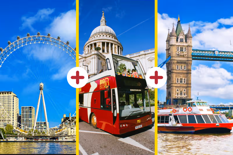 London Eye, Bootsfahrt auf der Themse & Hop-on Hop-off Bustour